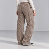 Ember Textured Fleece Pants — brown, rear