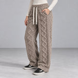 Ember Textured Fleece Pants — brown, side pocket