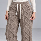 Ember Textured Fleece Pants — brown, waist texture