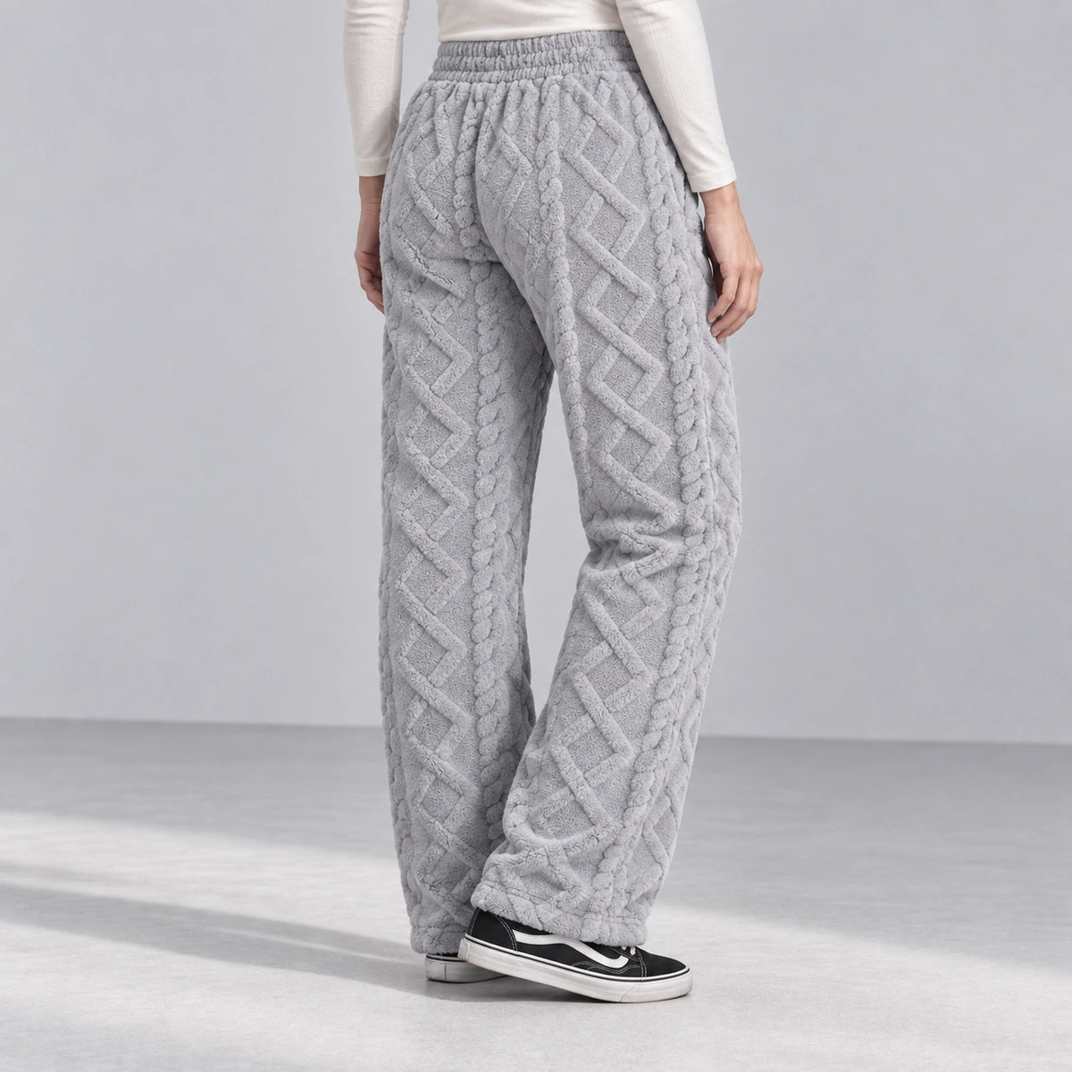 Ember Textured Fleece Pants — gray, rear