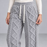 Ember Textured Fleece Pants — gray, waist texture