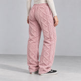 Ember Textured Fleece Pants — pink, rear