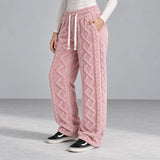 Ember Textured Fleece Pants — pink, side pocket