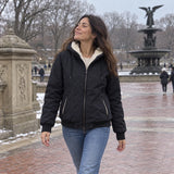 MW Haven — Black fleece-lined jacket worn in Central Park