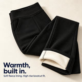 Mira fleece-lined bootcut pants with soft fleece lining detail