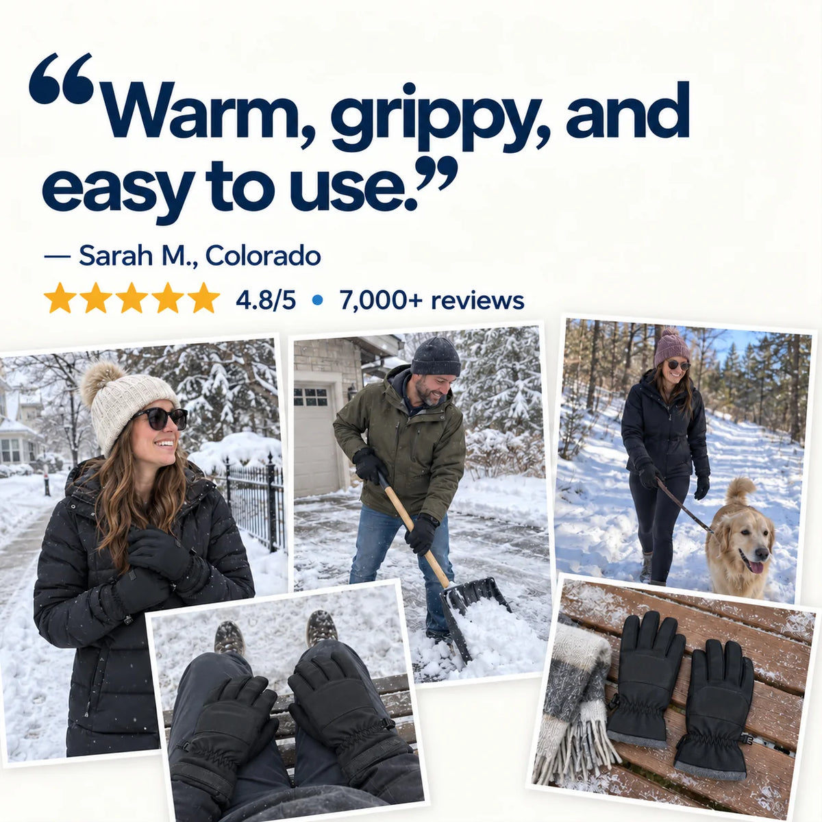 Glove review and winter lifestyle photo collage