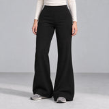 Mira black fleece-lined bootcut pants — front view