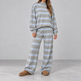 Cove Striped Lounge Set — grey-light-blue, front view