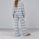 Cove Striped Lounge Set — grey-light-blue, back view