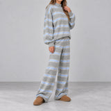 Cove Striped Lounge Set — grey-light-blue, side view