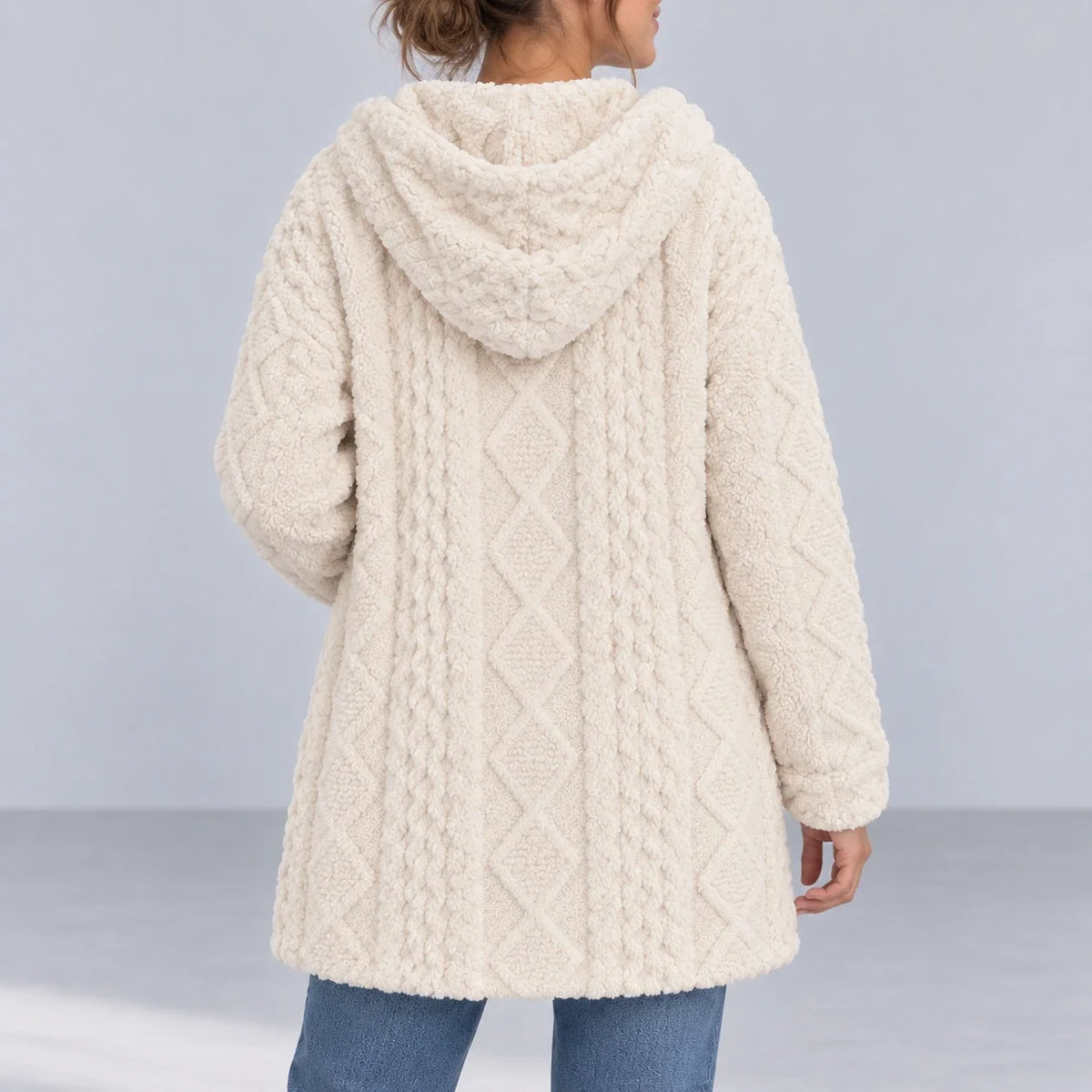 Aspen Sherpa Cardigan — Cream — back