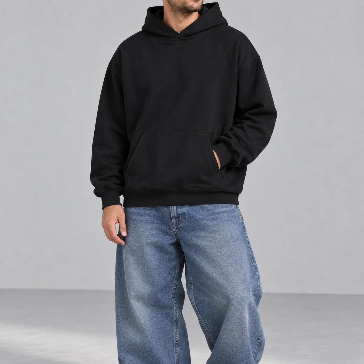 Ridge Fleece Hoodie — front — Black