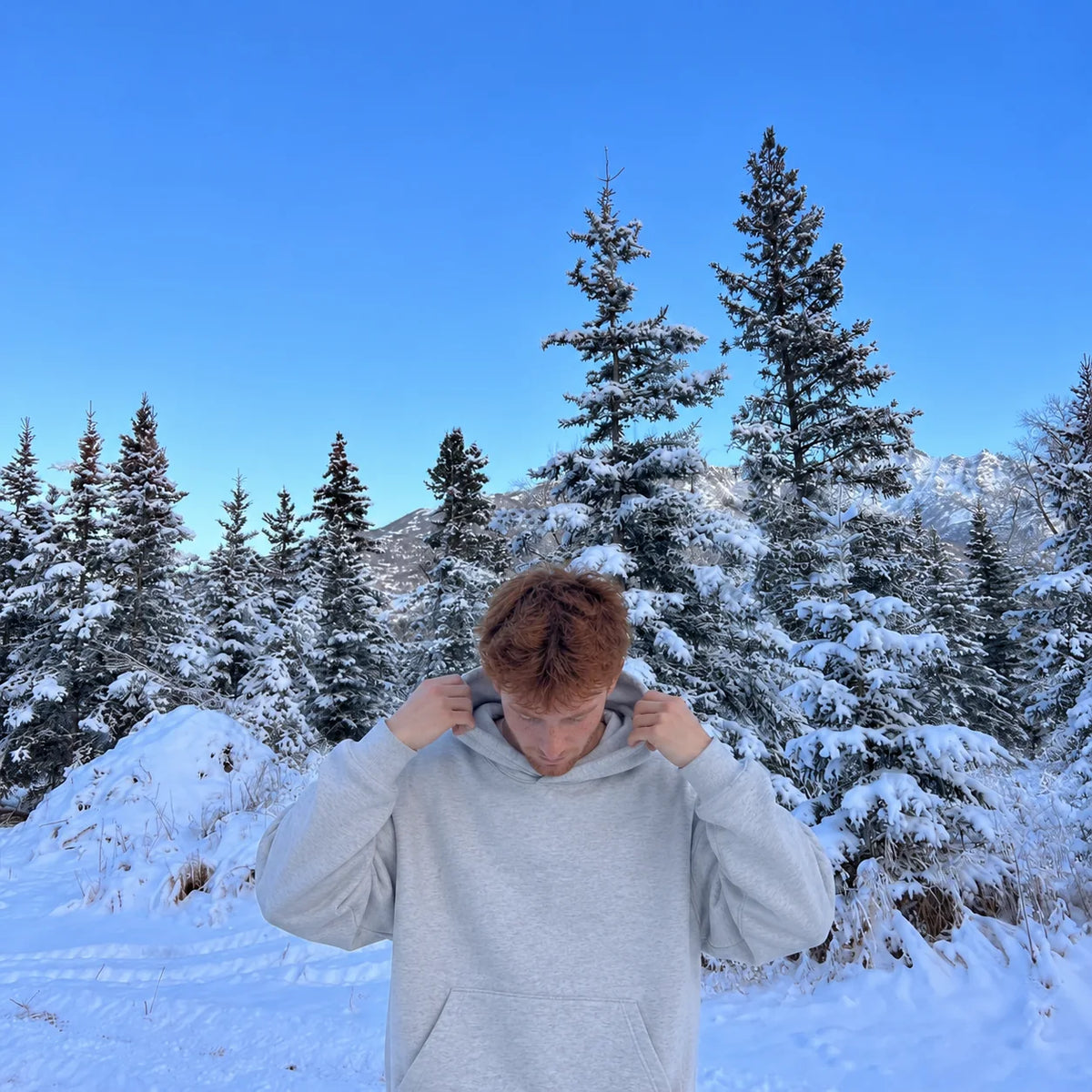 Ridge Fleece Hoodie — snow trail — Light Gray
