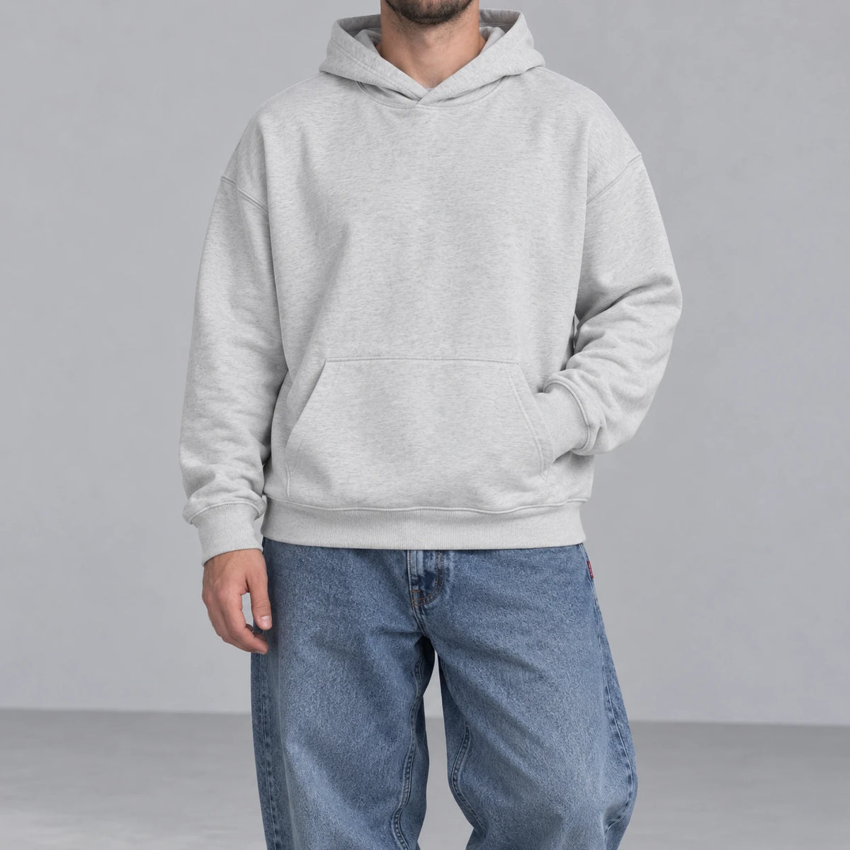 Ridge Fleece Hoodie — front — Light Gray