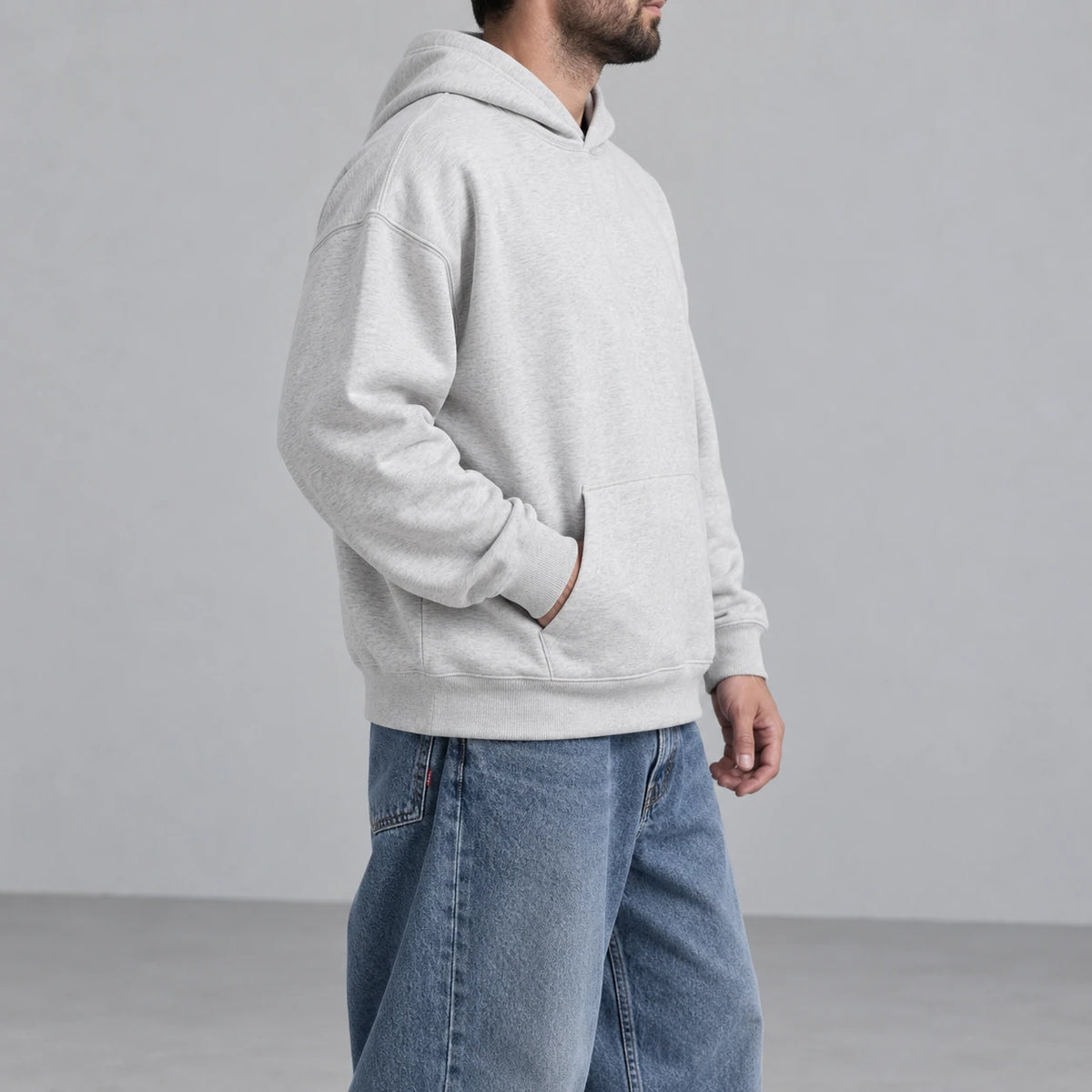 Ridge Fleece Hoodie — side — Light Gray