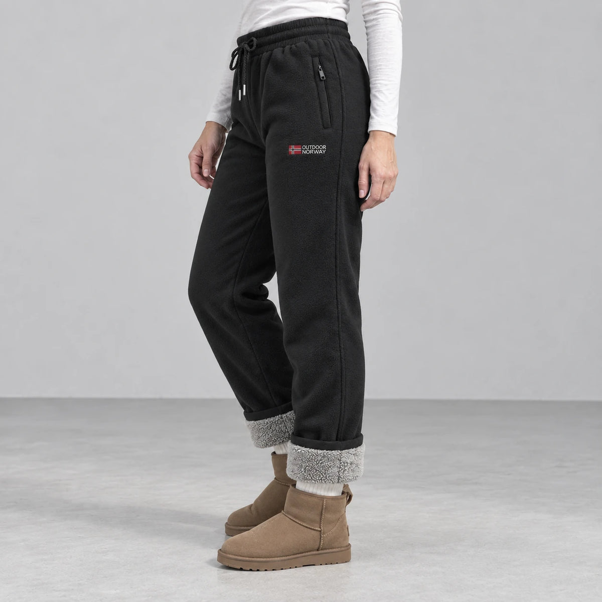 Sierra Fleece Pants — side — Black