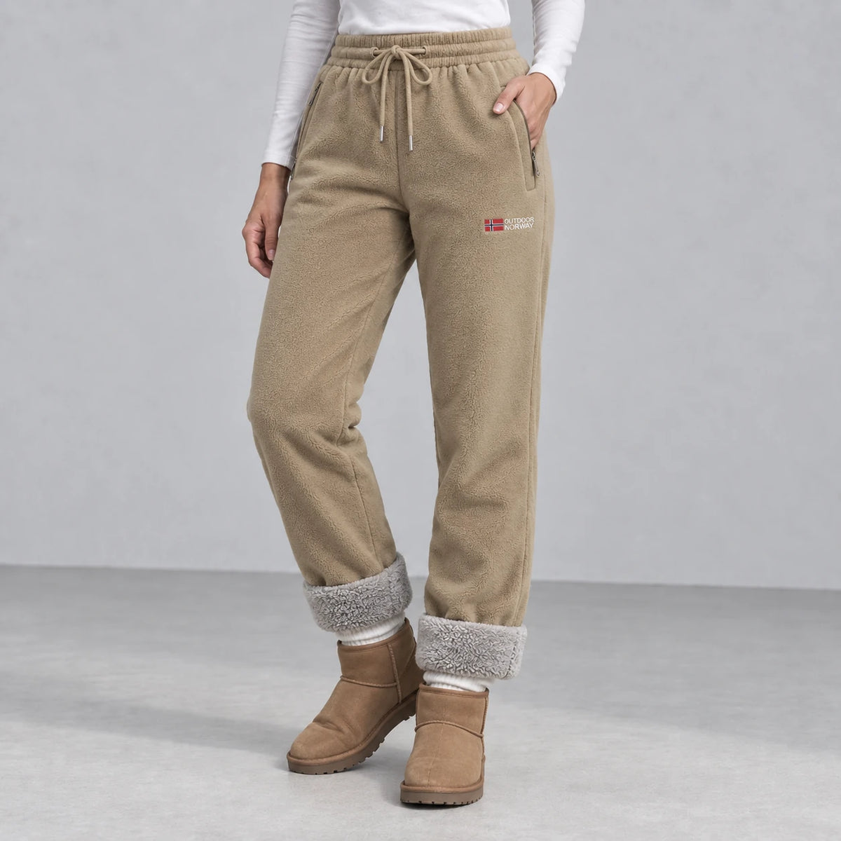 Sierra Fleece Pants — front — Khaki