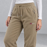 Sierra Fleece Pants — detail — Khaki