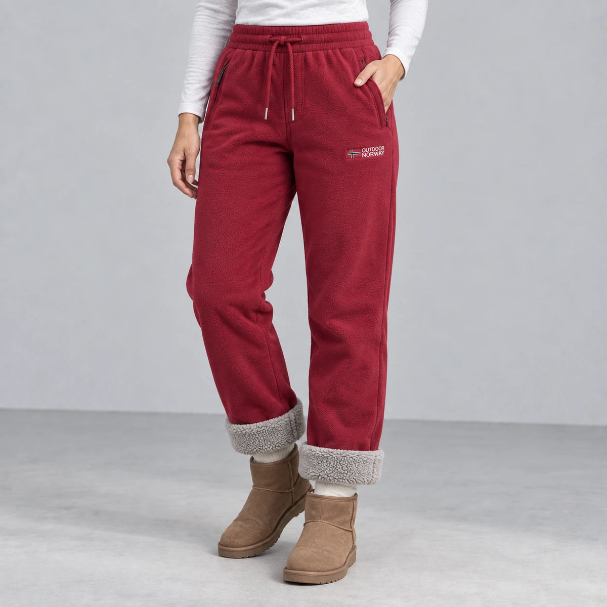 Sierra Fleece Pants — front — Red