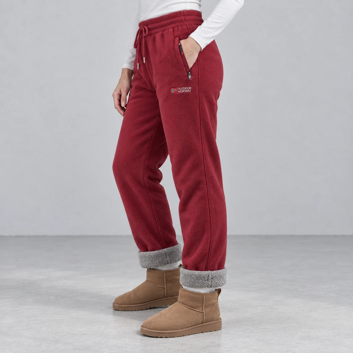 Sierra Fleece Pants — side — Red
