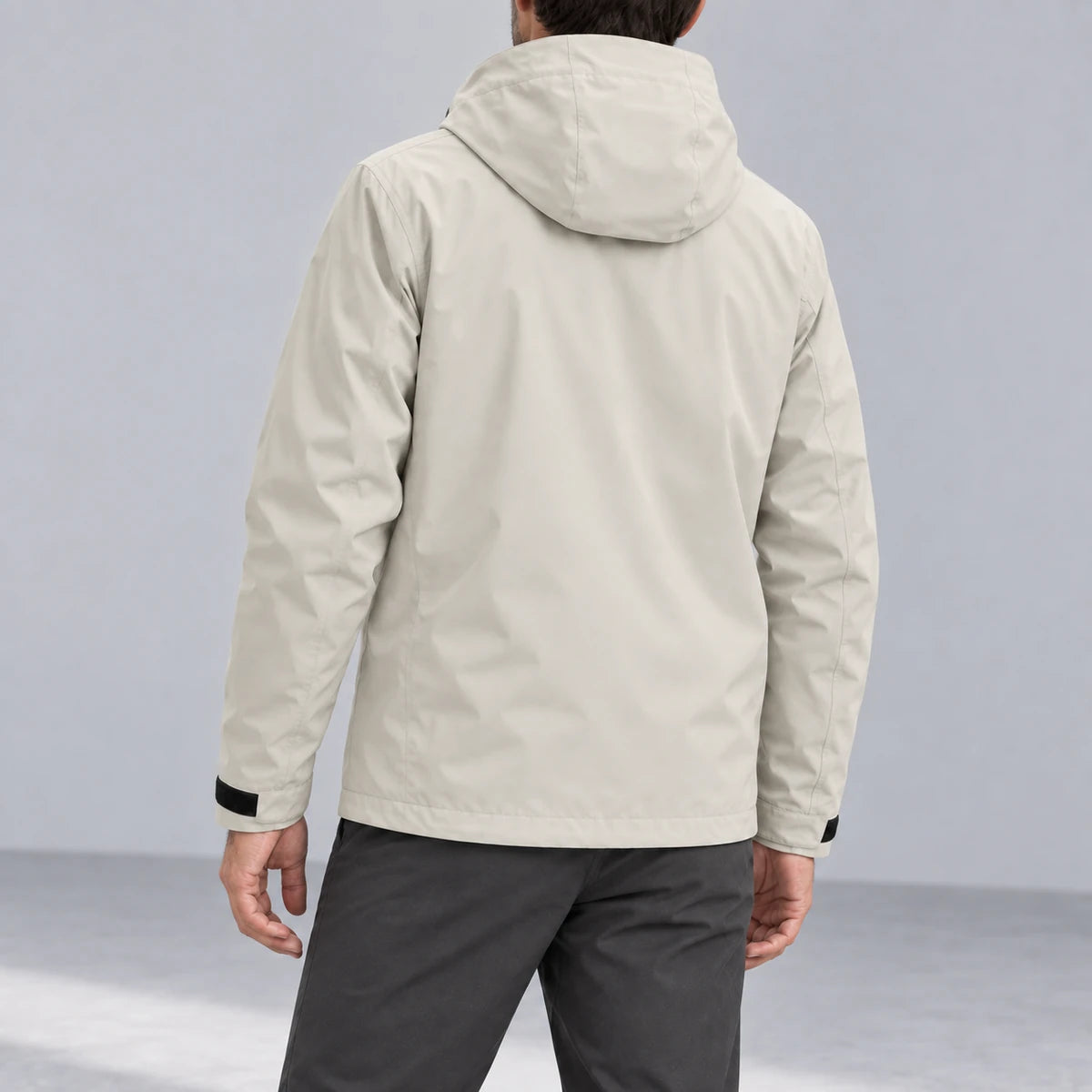 Ridge Shell Jacket Stone rear studio view