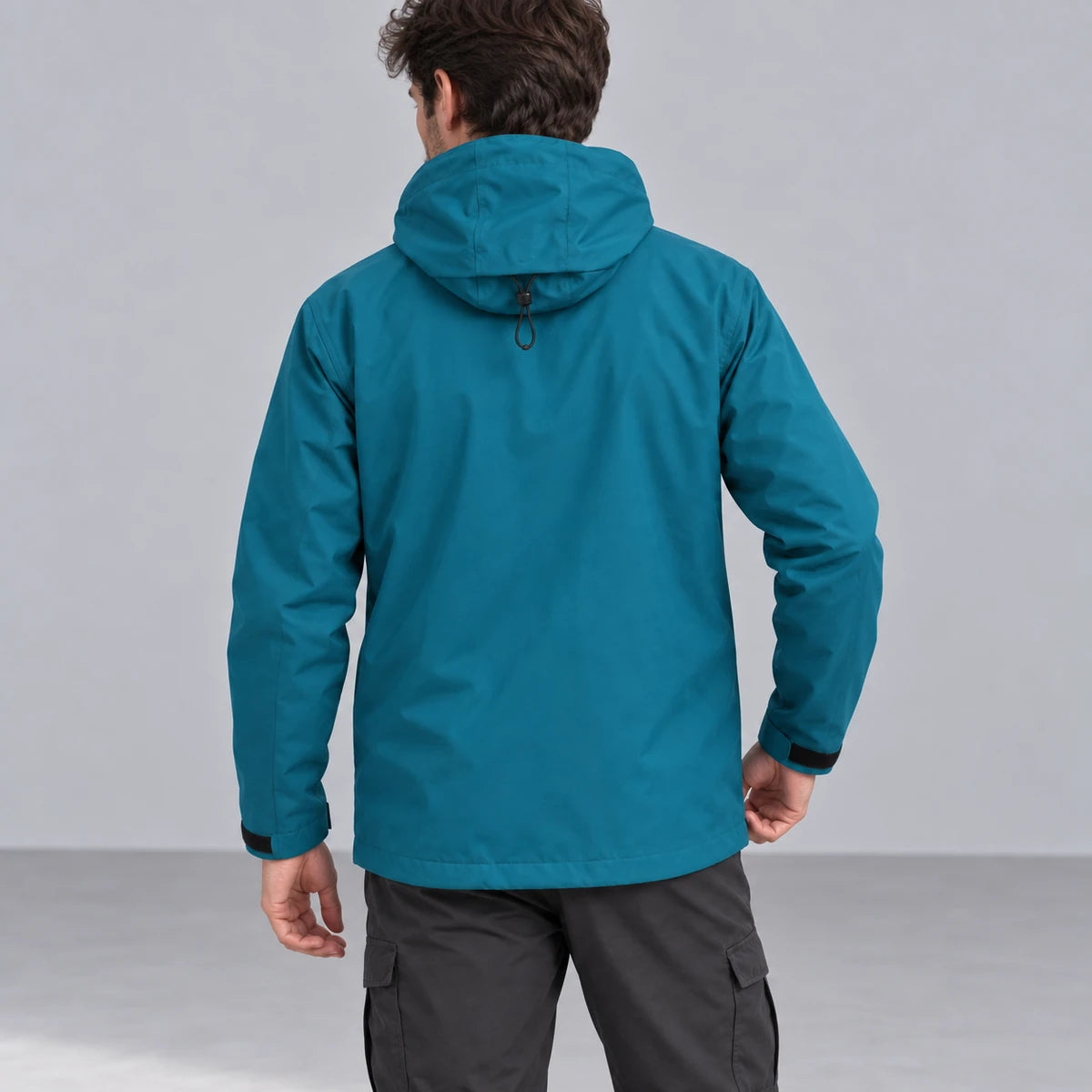 Ridge Shell Jacket Petrol rear studio view