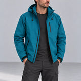 Ridge Shell Jacket Petrol open layering studio view
