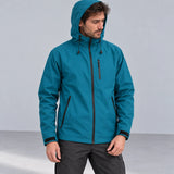 Ridge Shell Jacket Petrol hood studio view