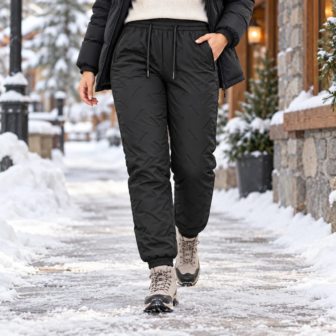 Winter walk fit with thermal fleece pants